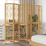 vidaXL Room Divider 6 Panels Brown Solid Wood Paulownia