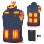 Rrtizan Heated Vest for Mens and Womens with Power Bank, Heated Gilet with 3 Temperature Levels, Sleeveless Electric Fleece Heated Jacket, Washable Heated Body Warmer for Outdoor, Camping, 807-3XL