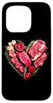 Coque pour iPhone 15 Pro Graphique culinaire pour la Saint-Valentin, barbecue, viande de bœuf crue, cœur, papa et chef