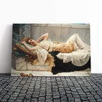 Big Box Art Canvas Print Wall Art John William Godward Resting Girl (2) | Mounted & Stretched Box Frame Picture | Home Decor for Kitchen, Living Room, Bedroom, Hallway, Multi-Colour, 30x20 Inch