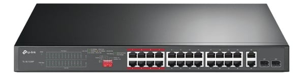 26-Port 10/100Mbps PoE+ Switch, 24 10/100Mbps PoE+ Ports, 2 Gigabit RJ