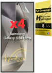 [Pack 4 Pièces Pour Samsung Galaxy Series 4 Films De Protection D'écran Hydrogel 3d | Anti-Choc | Compatible Coques | Film Protecteur Souple | Mieux Qu'un Verre Trempé (Galaxy S24 Ultra)