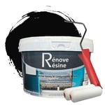 Peinture Résine multisupport Intérieur pour Faïence, Carrelage, Douche, Baignoire 5m² - RAL 9005 Noir foncé + Kit d'application OFFERT