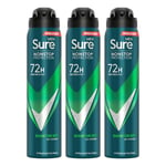 Sure Antiperspirant 72H Nonstop Sweat and Odour Protection Alcohol-Free Body Spray Anti-White Marks with Fresh and Sporty Scent Multi Fragrance Deodorant for Men, 250ml (Quantum Dry, Buy 3)