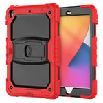 iPad Pro 9.7 Case with Support, Durable, Hybrid, Shockproof, Resistant, Three Layers, Silicone Protective Case for Children's Tablet (Red)