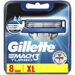 Pack 8 Lames GILLETTE MACH3 TURBO Recharge Rasoir Gilette Match 3 Match3 Mach 3+