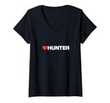 Womens Heart HUNTER, Minimalist Love Aesthetic, Like Hunter V-Neck T-Shirt