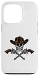 Coque pour iPhone 13 Pro Chapeau de cowboy pistolets crâne pirate croix os