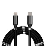 SERO QC magnet kabel USB-C - lightning, 2m, svart