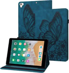 Coque 5e/6e Génération, Ipad Air 1/2, Ipad Pro 9.7"" Papillon En Relief Etui En Cuir Pu Portefeuille Housse De Protection Pour Ipad 2017/2018, Ipad Air 1/2, Ipad Pro 9.7"" - Bleu Mar[Coq104670]