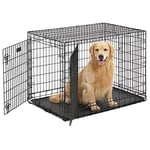 MidWest Homes for Pets 742UP Cage pour chien Ultima Pro Series 106,68 cm de long ; cage pour chien pliante en métal à double porte avec panneau de séparation, pieds à roulettes protégeant le sol