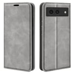 Google Pixel 8a Fodral Stötsäkert telefonfodral Skin-Touch PU Läder Flip Cover - Grå