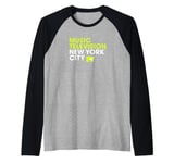 MTV Music Television New York City Neon Letters & Logo Raglan Baseball Tee