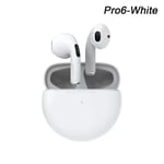 Tws Pro6 Hörlurar Bluetooth Hörlurar Med Mic 9D Stereo Pro 6 Öronbud För Xiaomi Samsung Android Trådlös Blueto Oth Headsets White