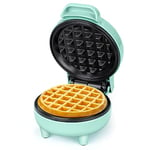 SNAILAR Mini Waffle Maker, 550W Waffle Iron, Ready Indicator Light, Non Stick Coating, Cool Touch Handle, Compact Size, Green