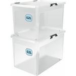 Markenartikel - deuba® Boîte de rangement en plastique transparent empilable sans bpa gain de place caisse de rangement organiseur 2x 60 l