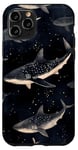 Coque pour iPhone 11 Pro Aquarelle noire motif requin baleine