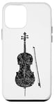 Coque pour iPhone 12 mini Cello et Archet (Noir Ancien) Violoncello