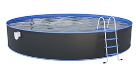 Steinbach Nuovo 011121G Piscine Murale en Acier Ø 550 x 120 cm Piscine Ronde Grise pour jusqu'à 25 600 l de capacité d'eau avec Film intérieur Bleu résistant à l'hiver et de Nombreux Accessoires