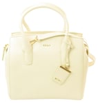 DKNY Cream Bag Sand Dollar Leather Medium Top Zip Top Handle Satchel Handbag