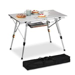 Relaxdays Table Pliable, Support Pliable Camping, réglable en Hauteur, Aluminium, Accessoire de Jardin, argenté