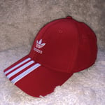 Adult Red & White Striped Adidas Archive Baseball Cap Size L /XL With Tags NEW