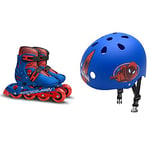 STAMP - Roller 4 Roues - Taille Ajustable 30-33 - Spiderman & Casque Skate Spiderman Marvel Skateboard, SM250102, Blue, 53-57 cm de Tour de tête