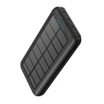 Portable Charger Solar Charger Power Bank 30000mAh Battery Pack Camping Waterproof External Backup Charge with 3 Outputs 2 Input LED Flashlight for Travel Hiking Outdoor