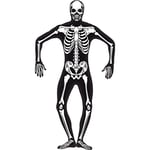 Smiffys Skeleton Second Skin Costume, Black with Concealed Fly & Under Chin Opening, GID, Halloween Adult Fancy Dress, Skeleton Dress Up Costumes