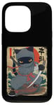 Coque pour iPhone 13 Pro Chat ninja japonais, chat noir kawaii ninja