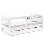 Lit enfant 80 x 160 cm lilia 1 tiroir de rangement avec sommier et barrières