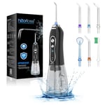 H2ofloss Water Flosser for Teeth -Portable Oral Irrigator with 5 Modes, Rechargeable IPX7 Waterproof Orthodontic Teeth Cleaner Pick Cordless for Home Travel-300ml Water Tank