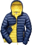 Veste Matelassée - Doudoune Femme R194f - Bleu Marine Et Jaune