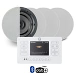 Q Acoustic E120 White DAB+ Radio & Bluetooth Ceiling Speaker System - 4x QI65CB