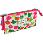 Grafoplás 37540666. Trousse Scolaire Triple Fleurs de la Collection Moniquilla, 22,5 x 12 x 14 cm