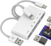 Adaptateur USB C Lightning USB-A (5 en 3) OTG 3.0 Lecteur de carte SD Micro SD Lecteur de carte TF Lecteur de carte mémoire Port Port téléphone portable PC Convertisseur multiport externe pour iPhone