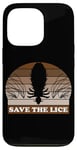 Coque pour iPhone 13 Pro Save The Lice, phrase sarcastique style rétro parasite humour