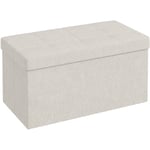 Homcom - Banc coffre style Chesterfield effet capitonné dim.76L x 38l x 38H cm tissu blanc cassé