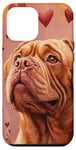 Coque pour iPhone 15 Plus Dogue De Bordeaux Chien Fleurs Avec Coeurs Autour Graphique