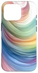 Coque pour iPhone 16 Pro Aquarelle minimaliste abstrait pastel coloré arc-en-ciel vague