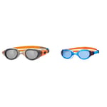 Zoggs Phoenix Uni-Sex Adult Goggles, UV Protection Swim Goggles & Phantom 2.0 Childrens Swimming Goggles, UV Protection Swim Goggles, Split Yoke Swimming Goggle Strap, Blue/Orange/Blue