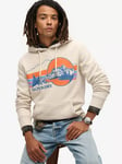 Superdry Hand Drawn Graphics Retro Hoodie, Oatmeal Grey Marl