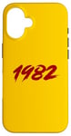 Coque pour iPhone 16 Vintage anniversaire depuis 1982 avec belle police rouge