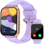 Montre Connect??E Homme Femme Avec Appel Bluetooth Smartwatch Avec Podometre Cardiofrequencemetre Oxymetre Montre Sport Pour Iphone Android Etanche Ip68 Notification Chronometre Violet Clair