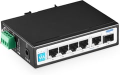 6 Port Gigabit Industrial DIN-Rail PoE Switch,4 x 100/1000Mbps PoE Ports,IEEE802.3af/at PoE+,1 Gigabit Uplink,1 Gigabit SFP,Metal DIN-Rail & Wall Mount Ethernet Switch