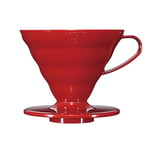 Hario V60 Plastic Coffee Dripper | V-Shaped Cone Coffee Dripper With Heat Retention, Red, Size 02