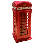 My London Souvenirs London-1 Telephone Booth / Die Cast Metal Money Box Bank Souvenir! Union Jack on Box / Speicher / Memoria! A Collectible, Distinctive, London,Red,12 cm x 6 cm x 6 cm