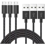 3 st super kvalitet Trasselfri Laddkabel till Samsung, HTC 2M (MICRO och USB-C adapter)