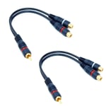 2 Pcs C?ble Rca Vers Double Femelle, R?partiteur De C?ble Audio Rca De Haute Qualit?, Adaptateur Rca Jack 3.5, Bleu Fonc? - 15 Cm, Parfait Pour Les Lecteurs Cd, Mp3 Et Autres Sources Audio St?r?o