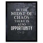 Artery8 Slate Inspiring Quote Sun Tzu Midst of Chaos There is Opportunity Art Print Framed Poster Wall Decor 12x16 inch